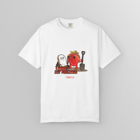 "I Berry My Feelings" Illustrated Shady Strawberry Unisex T-Shirt - Floofles by Brandon Ellis