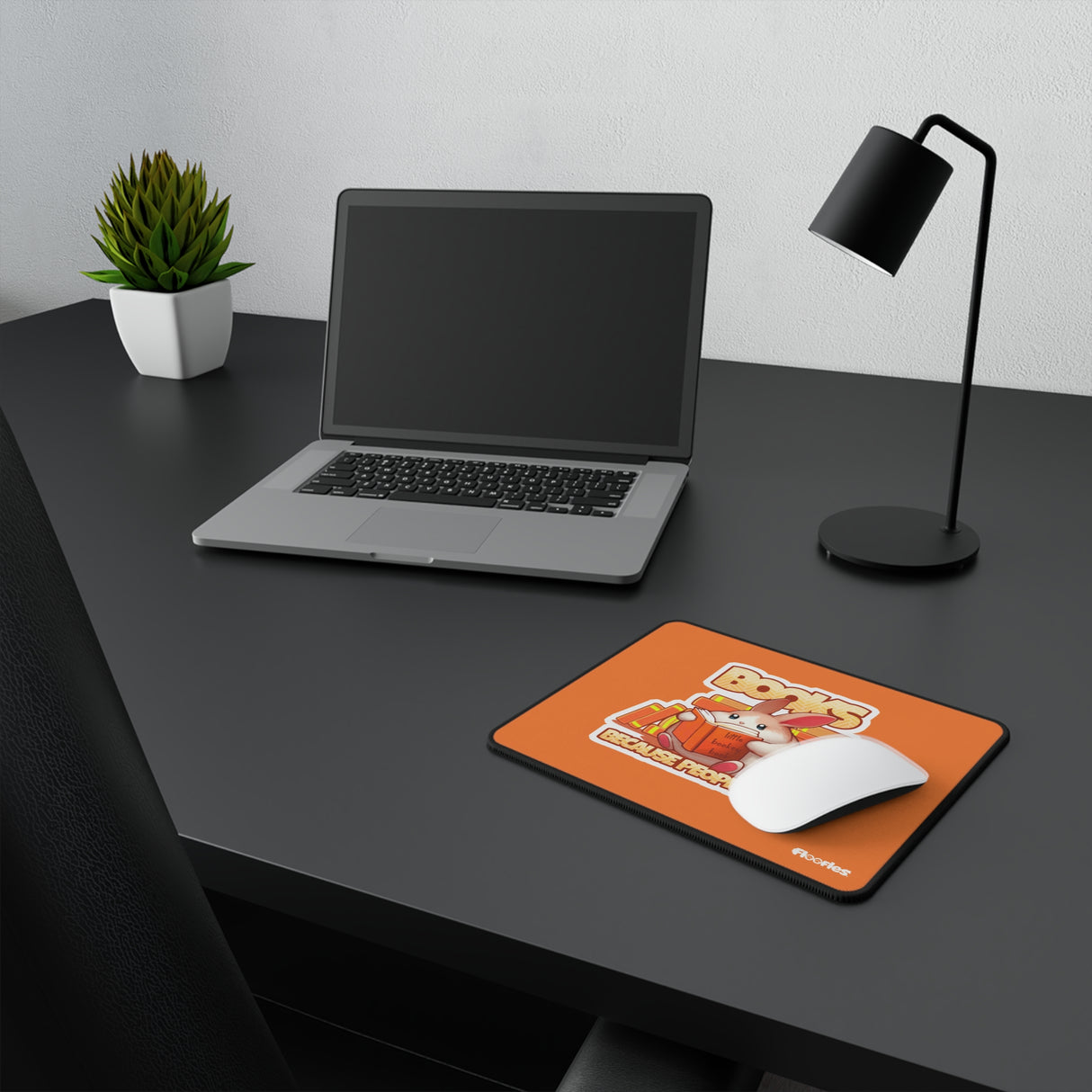 "Books, Because People Suck" Bunny Orange Gaming Mouse Pad - Floofles by Brandon Ellis