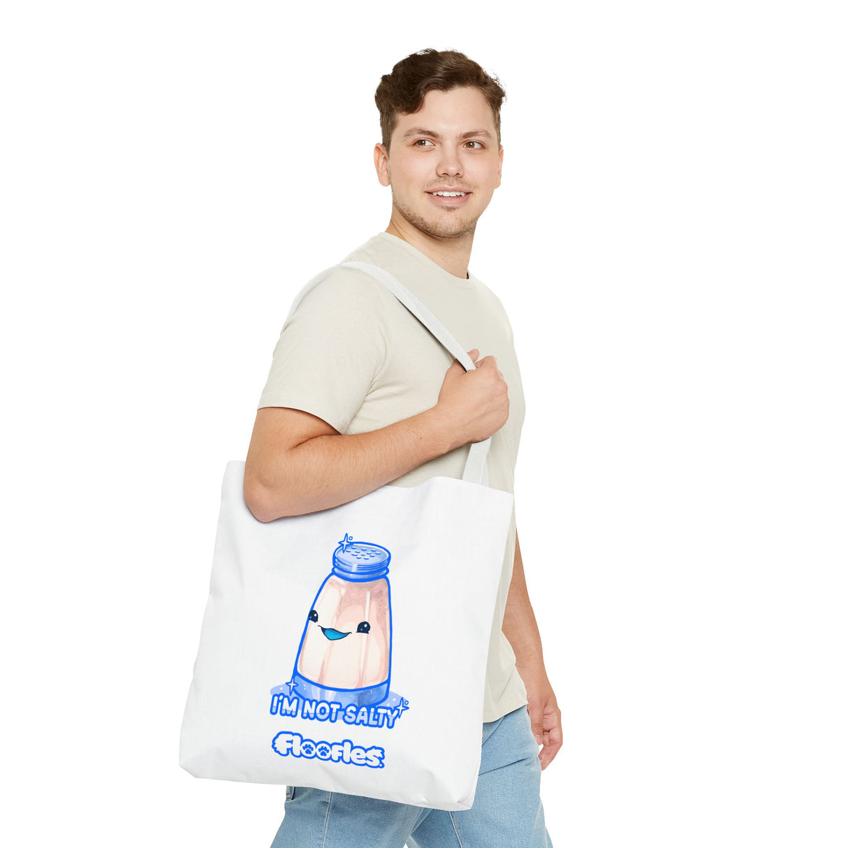 "I'm Not Salty" Cheeky Salt Shaker White Tote Bag - Floofles by Brandon Ellis