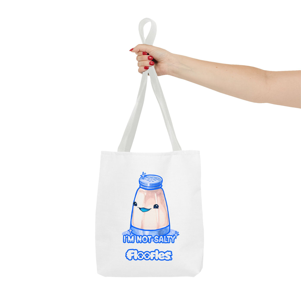"I'm Not Salty" Cheeky Salt Shaker White Tote Bag - Floofles by Brandon Ellis