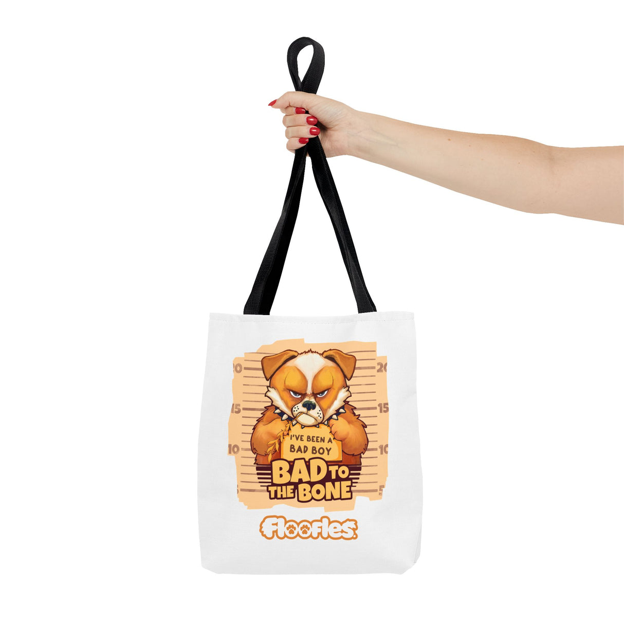 'Bad To The Bone" Floofles White Tote Bag - by Brandon Ellis