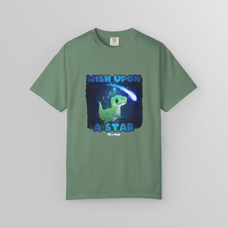 "Wish Upon A Star" Illustrated Cute Dinosaur Unisex T-Shirt - Floofles by Brandon Ellis