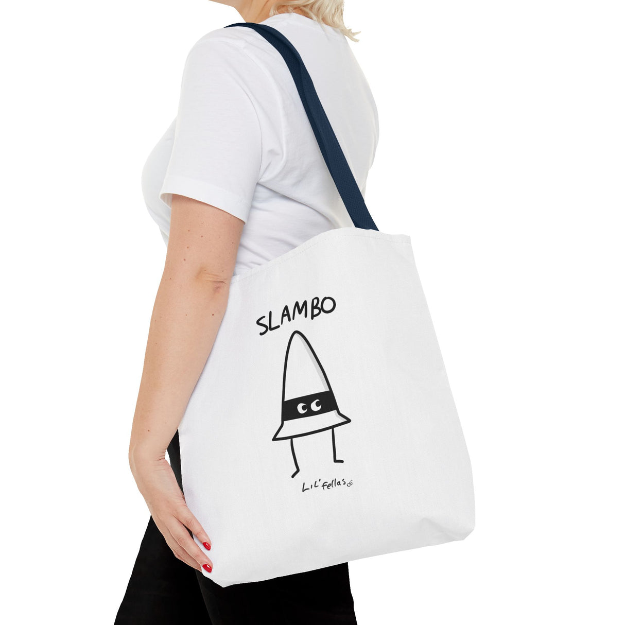 "Slambo" Illustrated White Tote Bag - Lil' Fellas by Ben Mills