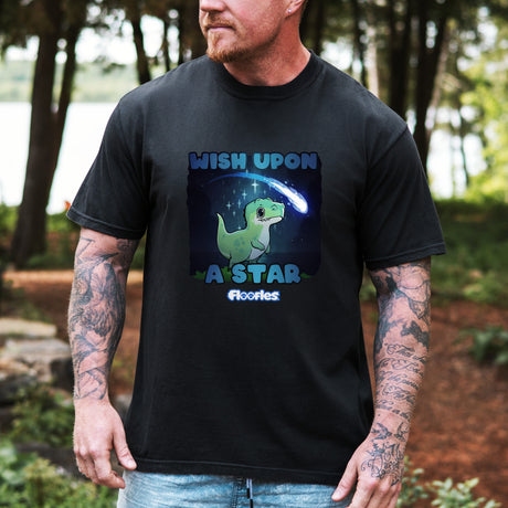 "Wish Upon A Star" Illustrated Cute Dinosaur Unisex T-Shirt - Floofles by Brandon Ellis